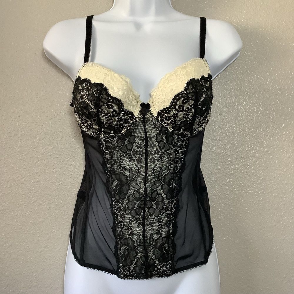 Victoria's Secret Feminine Dainty Romantic Lace Bow Corset‎ Bustier Top 36B